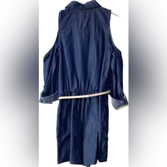 Takara Demin Collar Cutoff Shoulder Belted Romper | Small - Picture 2 of 4